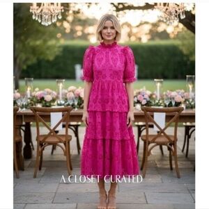 NWT GENERATION LOVE BIRDIE EMBROIDERED PINK EYELET MAXIDRESS SMALL